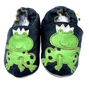 Mini Star Baby Shoes Slippers Boy Girl Size 0-6 Months Soft Sole Green Frog